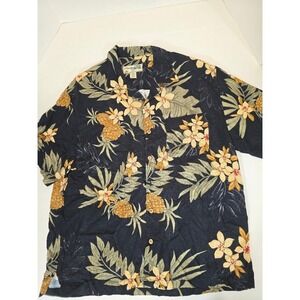 Havana Jaks Cafe Hawaiian Shirt Pineapple Floral Tropical Resort Sz‎ M